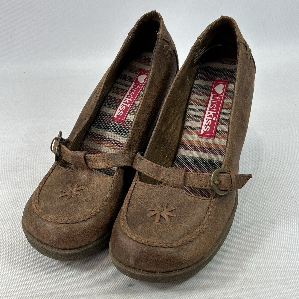 Vintage First Kiss Y2K Chunky Platform Wedge Mary Jane Shoes Women's Sz 7.5 90s